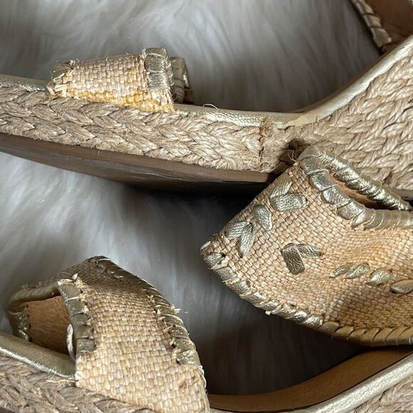 Jack Rogers Vanessa Gold Raffia Espadrille Wedge Sandals Sz 9 - Picture 8 of 8